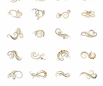 Decor Elements Collection Swirled Shapes Sketch