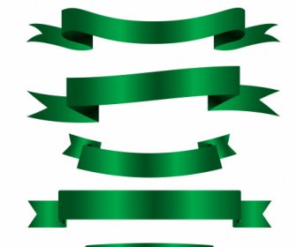 Decor Ribbon Templates Shiny Green Design Curled 3d