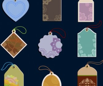 Decorated Tags Collection Various Multicolored Shapes Isolation