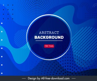 Decorative Abstract Background Template Blue Curves Dots Decor