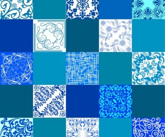 Dekorativer Hintergrund Blaue Muster Quadrate Isolierung