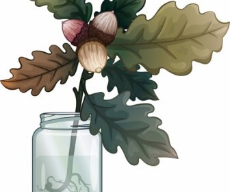 Decorative Background Glass Jar Chestnut Leaf Icons