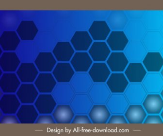 Latar Belakang Dekoratif Bentuk Honeycomb Poligonal Desain Biru Datar