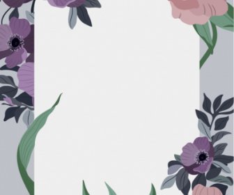 Decorative Background Template Blooming Flowers Sketch Classic Design