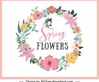 Decorative Background Template Colorful Spring Floral Wreath