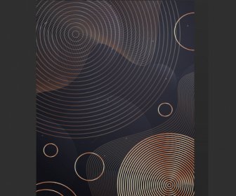 Decorative Background Template Modern Dark Concentric Circles Curves
