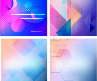Decorative Background Templates Bright Colorful Geometric Decor