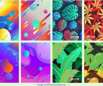 Decorative Background Templates Colorful Abstract Leaves Themes