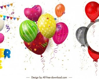 Decorative Balloon Icons Colorful Eventful Design