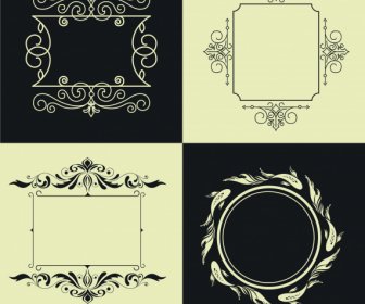 Decorative Border Frame Templates Elegant Retro Symmetric Shapes