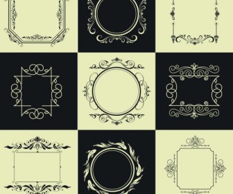 Decorative Borders Templates Elegant Retro Symmetric Shapes