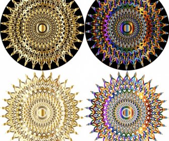 Decorative Circles Design With Colorful Shiny Interlock Illustration