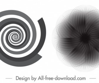 Cerchi Decorativi Modelli Nero Bianco Spirale Forme Simmetriche