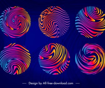 Decorative Circles Templates Colored Illusive Swirled Design