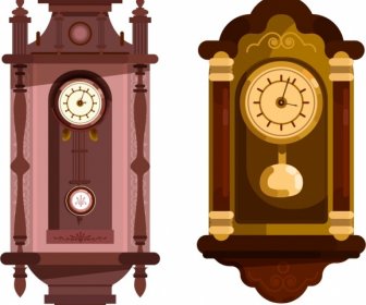 Decorative Clock Templates Colored Vintage Design
