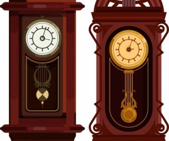 Decorative Clock Templates Elegant Brown Decor Flat Design