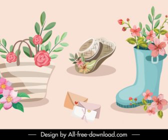 Decorative Design Elements Floral Objects Sketch Classic Design