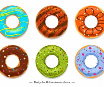 Dekorative Donut Icons Bunte Kreise Dekor