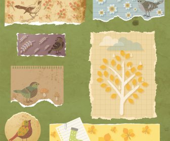 decorative drawings on torn papers vector illustration