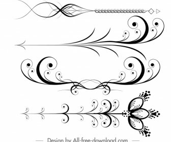 декоративные элементы черно-белые кривые флора стрелочные формы