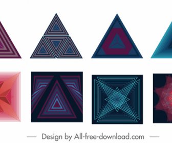 Decorative Elements Colored Modern Geometric Triangle Squares Shapes