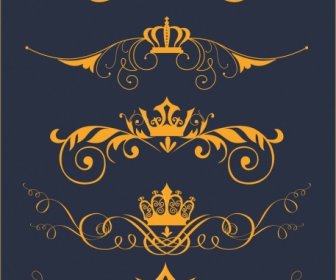 Elementos Decorativos Coroa Real Decoração Simétrica Amarela