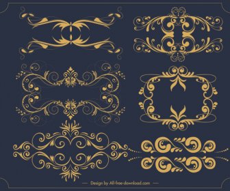 Elementos Decorativos Modelos Elegantes Dourado Simétrica Rodado Formas