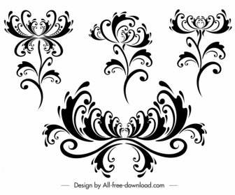 Dekorative Flora Schablonen Klassische Symmetrische Kurven Skizze