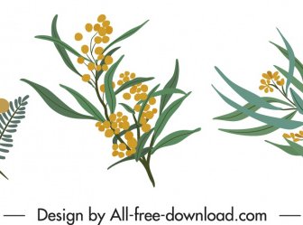Decorative Flower Icons Classical Elegant Handdrawn Design