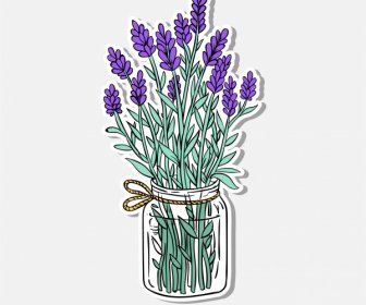 Decorative Flower Pot Icon Colored Flat Classic Handdrawn