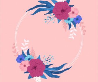 Decorative Flower Wreath Template Elegant Classical Handdrawn Sketch