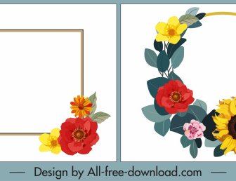 Modelos De Flores Decorativas Quadro Coroa Esboço Colorido Design