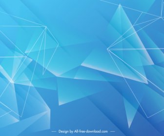 Latar Belakang Geometris Dekoratif Modern Biru Kristal Sketsa 3D
