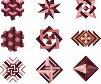 Decorative Geometric Templates Modern Illusive Symmetric Shapes