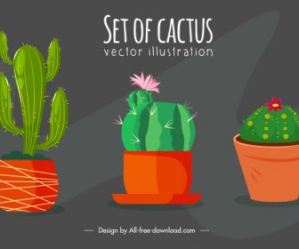 Dekoratif Tanaman Hias Latar Belakang Cactus Pot Sketsa Handdrawn Klasik
