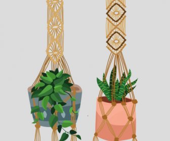 декоративные шаблоны комнатных растений ретро Бохо вязание декора