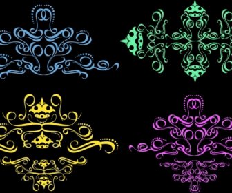 Decorative Icons Collection Colorful Classical Curves Design