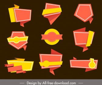 Dekorative Etikettenvorlagen Elegante Origami-Formen