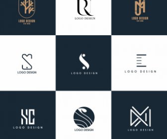 Modelos De Logotipo Decorativos Esboço De Formas Planas Modernas