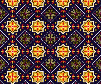 Decorative Pattern Colorful Oriental Symmetrical Repeating Sketch