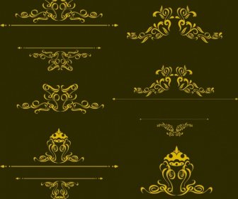 Decorative Pattern Design Element Yellow Classical Curves Style