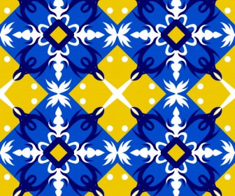 Pola Dekoratif Datar Warna-warni Desain Simetris Eropa Formal