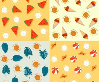 Decorative Pattern Sets Summer Theme Repeating Icons Decor