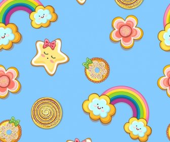 Decorative Pattern Stylized Rainbow Star Clouds Colorful Design