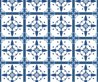 Decorative Pattern Template Blue Repeating Symmetrical Flat Design