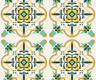 Template Pola Dekoratif Desain Simetris Berwarna-warni Klasik Cerah