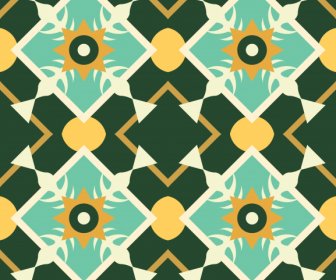 Decorative Pattern Template Colorful Flat Symmetric Illusion
