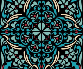 Decorative Pattern Template Colorful Flat Symmetric Vintage Shape