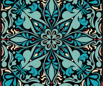 Dekorative Muster Vorlage Retro Symmetrische Flora Skizze
