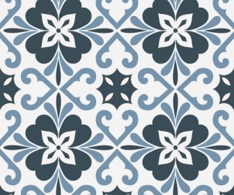 Decorative Pattern Template Symmetrical Repeating Flat Floral Shapes
